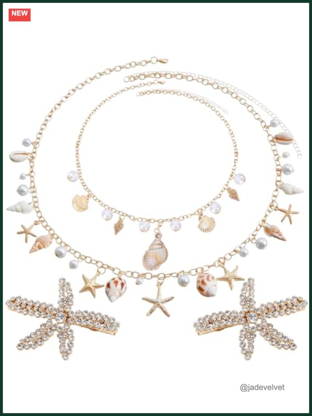 Mermaid Costume Jewelry Set Waist Chain Necklace Hairpins Beach